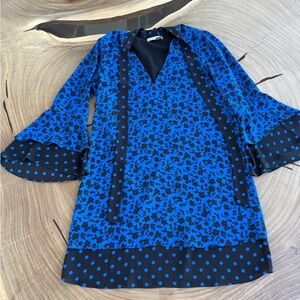 Alice + Olivia Black Dress with Blue Polka Dots